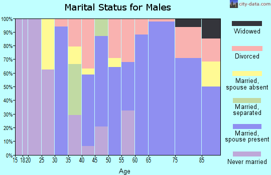 Zip code 93265 marital status for males