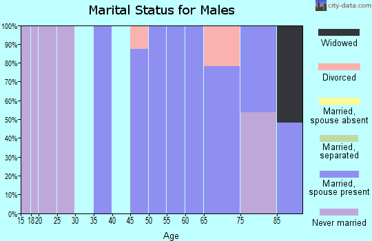 Zip code 95664 marital status for males