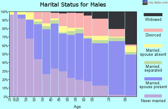 Zip code 95822 marital status for males
