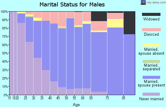 Zip code 97035 marital status for males