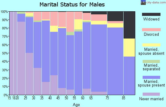 Zip code 97070 marital status for males