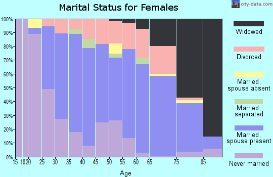 Zip code 01027 marital status for females