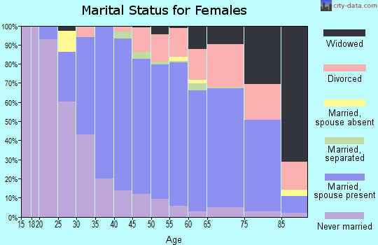 Zip code 08033 marital status for females