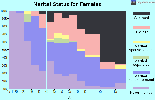 Zip code 14901 marital status for females