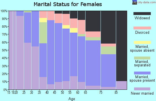 Zip code 14903 marital status for females
