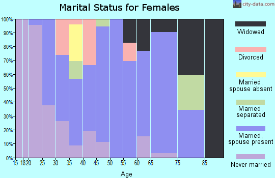 Zip code 15083 marital status for females