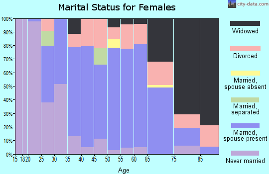 Zip code 15089 marital status for females