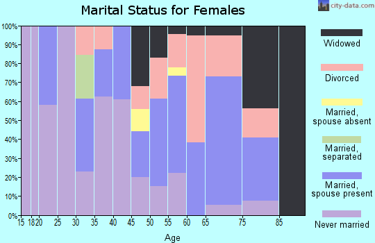 Zip code 15225 marital status for females
