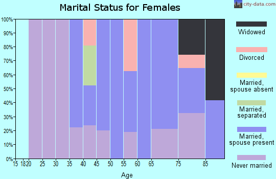 Zip code 15434 marital status for females