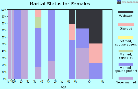 Zip code 15475 marital status for females