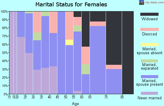 Zip code 15865 marital status for females