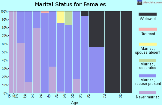 Zip code 16865 marital status for females