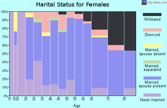 Zip code 17372 marital status for females