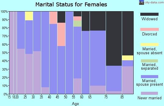 Zip code 17834 marital status for females