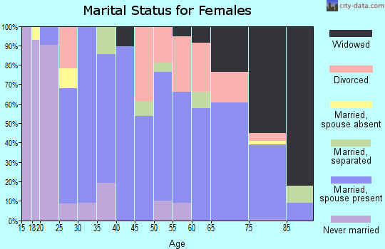 Zip code 18076 marital status for females