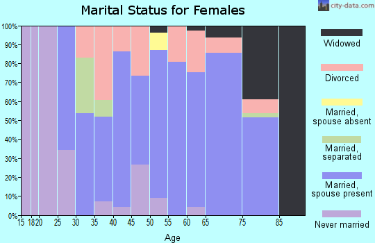 Zip code 18077 marital status for females