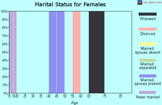Zip code 18079 marital status for females