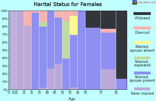 Zip code 18085 marital status for females