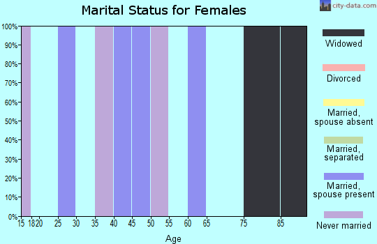 Zip code 18333 marital status for females