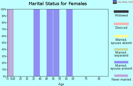 Zip code 18340 marital status for females