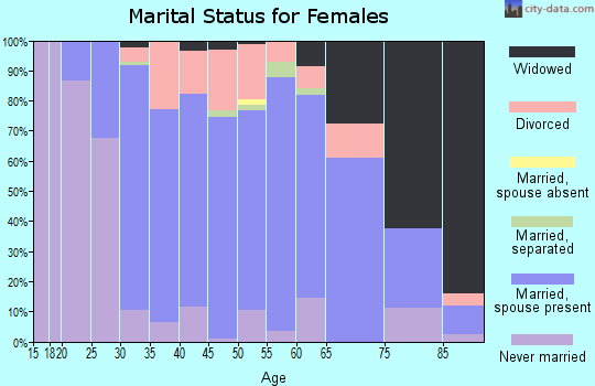 Zip code 18655 marital status for females