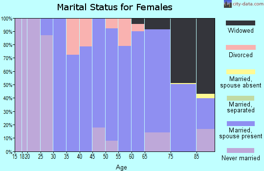 Zip code 19035 marital status for females
