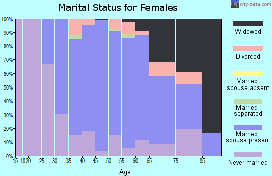 Zip code 19075 marital status for females