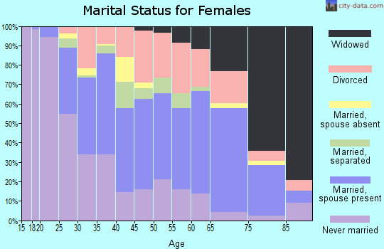 Zip code 21804 marital status for females