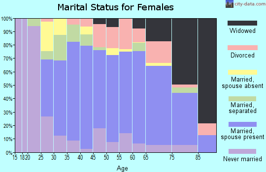 Zip code 22151 marital status for females