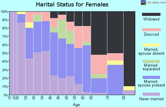 Zip code 23075 marital status for females