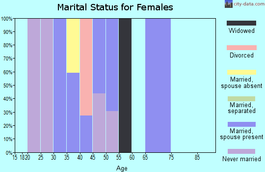 Zip code 23079 marital status for females