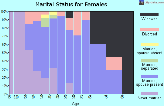 Zip code 23168 marital status for females
