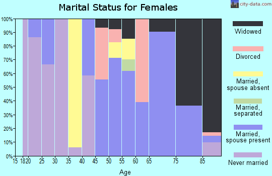 Zip code 23413 marital status for females