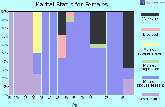 Zip code 23418 marital status for females