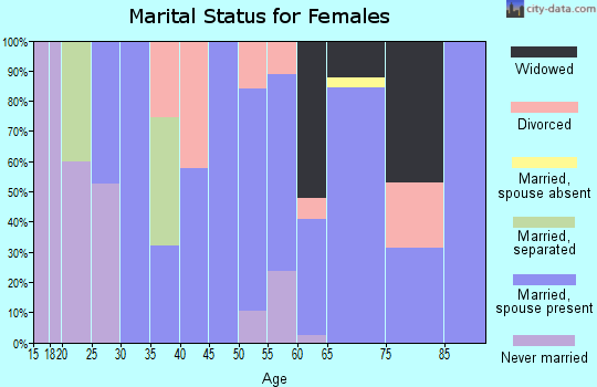 Zip code 23438 marital status for females
