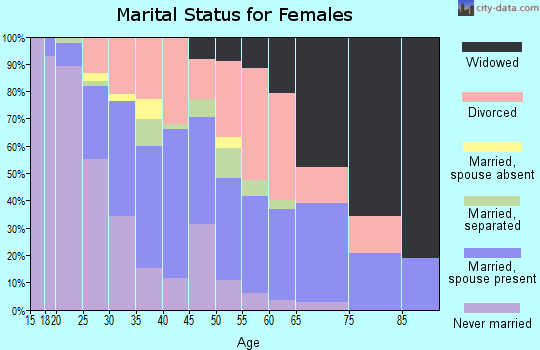 Zip code 23605 marital status for females