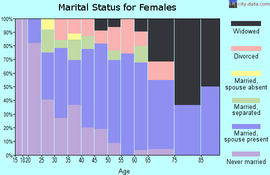 Zip code 23664 marital status for females