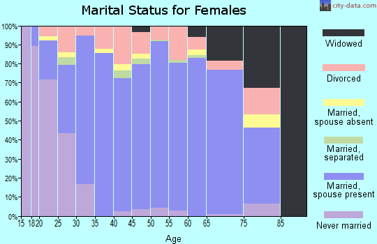 Zip code 23693 marital status for females