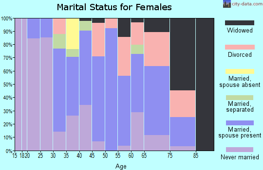 Zip code 23883 marital status for females