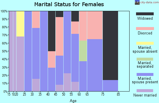 Zip code 25003 marital status for females