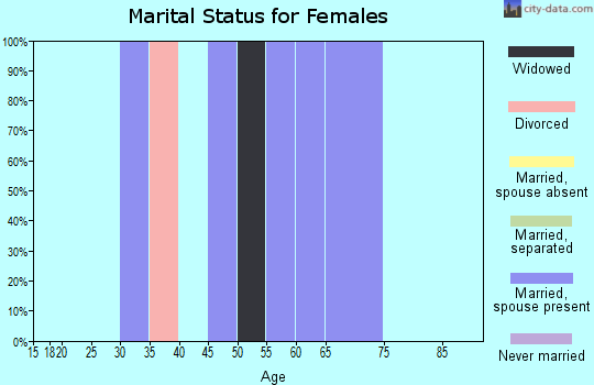 Zip code 25005 marital status for females