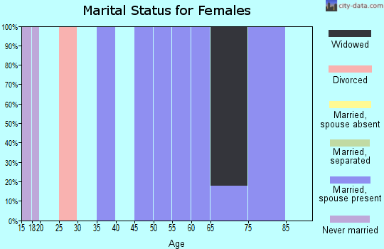 Zip code 25019 marital status for females