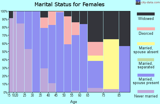 Zip code 25033 marital status for females