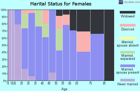 Zip code 25039 marital status for females