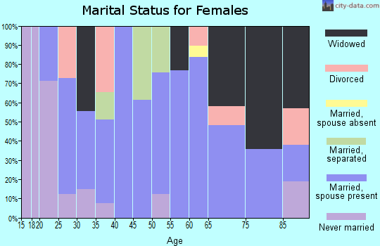 Zip code 25070 marital status for females