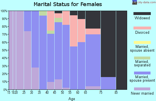 Zip code 25130 marital status for females