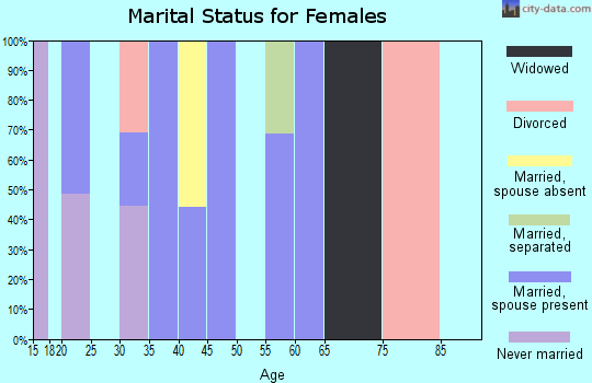 Zip code 25169 marital status for females