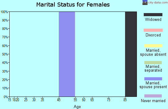 Zip code 25231 marital status for females