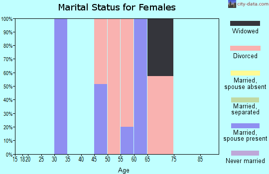 Zip code 25245 marital status for females
