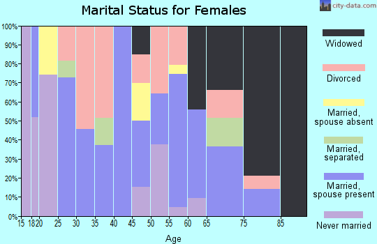 Zip code 25260 marital status for females